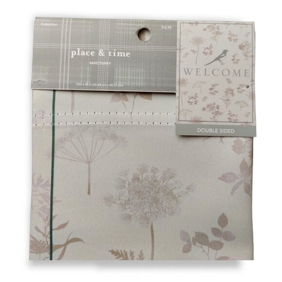 Place & Time Sanctuary Welcome Double Sided Garden Flag 12 x 18 inch New - Picture 1 of 4